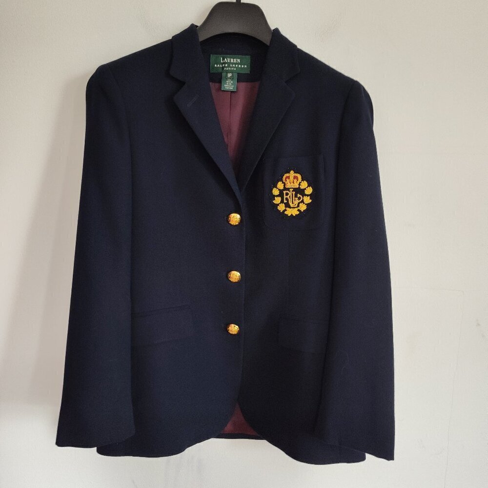 Ladies SZ 6P Lauren Ralph Lauren Navy Single-Breasted Jacket